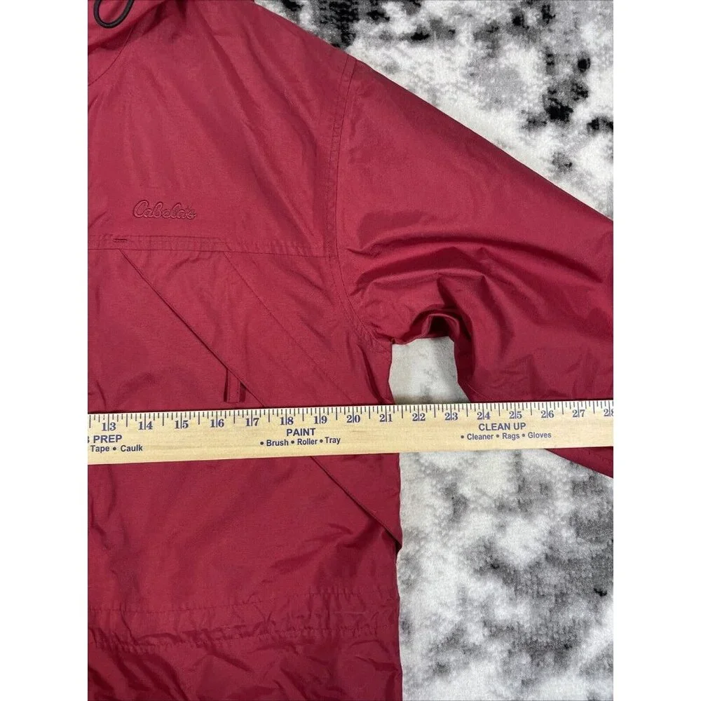 Cabelas Rain Jacket Mens Size Small Red‎ Full Zip Snap Up Hooded Outdoors Gorp - Picture 3 of 16